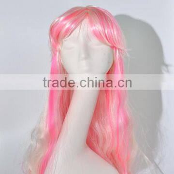 Crazy fans wig white and pink multi color wig synthetic costume wig N297