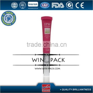 Diameter 19mm vibrating plastic tube packaging for eye cream with metallic plug, plastic tube packaging manufacturer