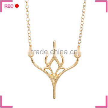 OKTOBERFEST imitation gold deer head pendant necklace, Long Antlers abstract necklace