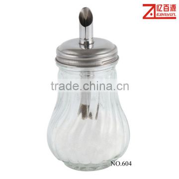Glass Sugar Dispenser With Stainless Steel Top