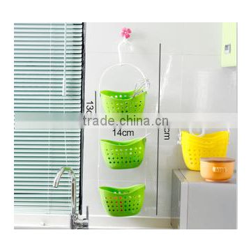 Colorful 3-tier plastic baskets storage hamper baskets dismountable hanging basket