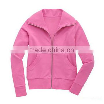2014 new style wholesale cheap pink plain zipper womens hoodie jackets sweatshirts china manufacturer