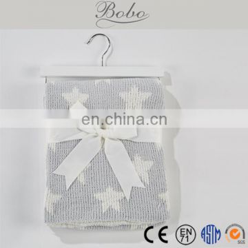 Natural quality star design knitted throw blanket