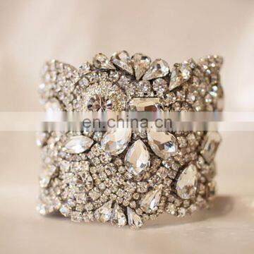 Aidocrystal Handmade crystal cuff bracelet wedding jewelry bridal rhinestone bracelet