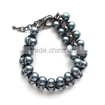 Fashionable women jewelry gun black handmade glass based fancy pearl bracelet