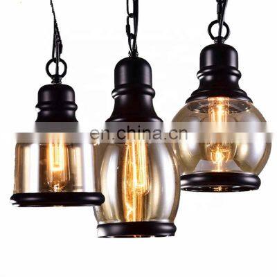 Nordic Vintage Glass&Iron Industrial Style Amber personality chandelier