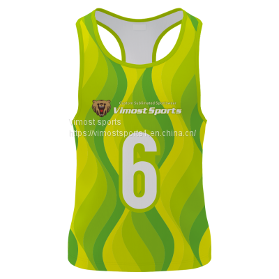 2022 Customized Yellow and Green Singlet of Number 6 printed on the Front and Black