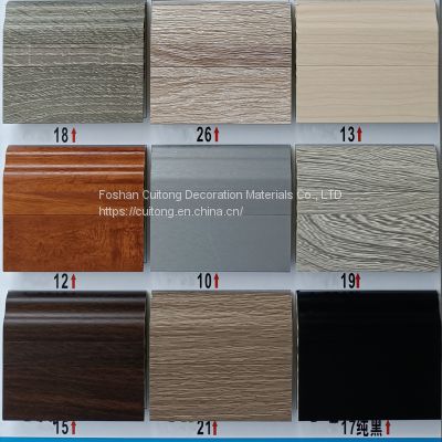 Plastic footing line home decoration pvc baseboard SPC floor corner line wood grain black and white gray