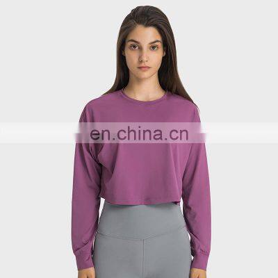 Autumn Winter New Long Sleeve Jacquard Knit Sweatshirt Fitness Ladies Woman Yoga Gym Crop Tops Fashionable Pullover