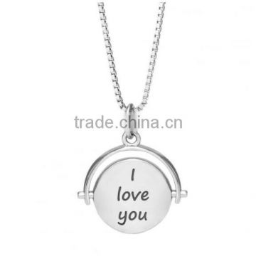 New Design Stainless Steel Spinning Fob Pendant Engraved With I Love You