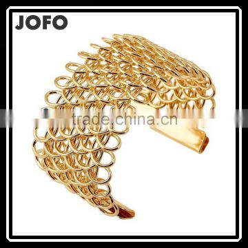 Wide Gold/Silver Plated Metal Wire Cuff Bangles Women Wristband Jewelry