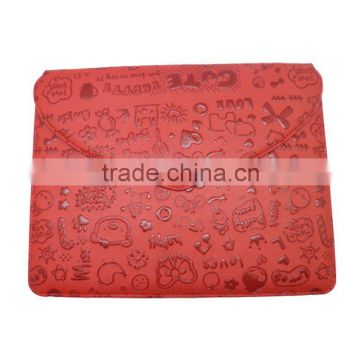 Soft Leather Pouch for iPad 2 / 3 /1 red cute and special artwork