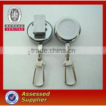 silver metal pull ski pass holder /badge reel holder