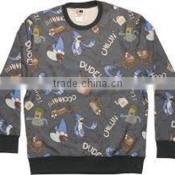 100% Polyester Pullover Crew Neck Sublimation Sweat Shirt with Dude Print