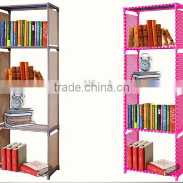 Hot sale movable folding non-woven fabric round bookshelf
