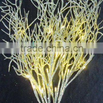 gold glitter coral decorative branch with lights