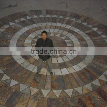 huge giant Special customized shopping plaza center flooring Mosaic flower patterns with mesh back, Mosaic patterns,wall panel