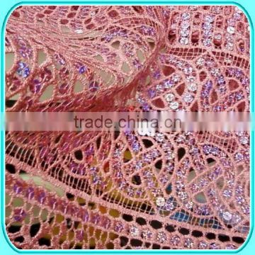pink chemical embroidery fabric for dress