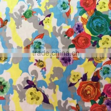Flower Pattern Printe Polyester Spandex High Velour Fabric,For Women Garments Dress