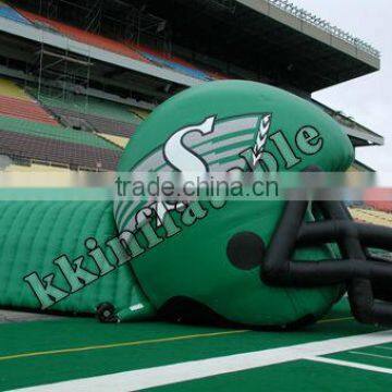 green inflatable helmet tunnels with football team sports tent