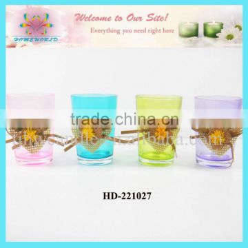 colored painting with decoration glass candle holder