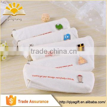 wholesale clear customized pattern unbranded white canvas cheap promotional pencil case