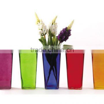 colored glass vase,square glass vase