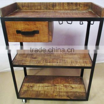 Wooden Iron Furniture 1 Drawer Book Shelf