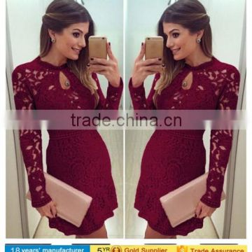 Sexy Women Casual Long Sleeve Dress Evening Cocktail Lace Bodycon Mini Skirt New