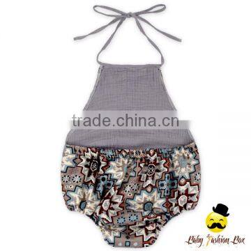 Harem Style Gray Color Halter Fringe Infant Newborn Baby Boy Vintage Romper Grows Clothes