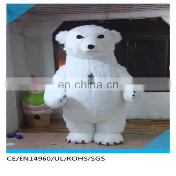 Outdoor advertisement gaint walking white adult inflatable polar bear costume for sale