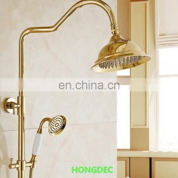 Bathroom Brass Gold color shower set Handheld shower,Rainfall shower head set