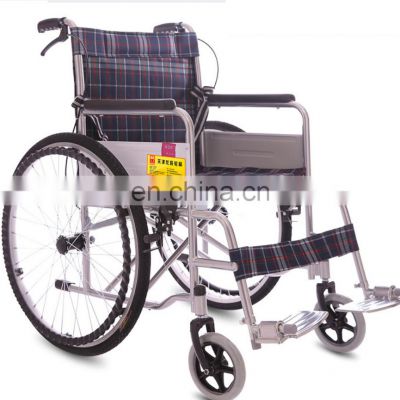 Cheap lightweight folding steel portable manual wheelchair
