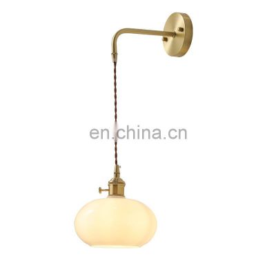 Led Modern Minimalist Wall Lamp For Living Room Spherical Pleated Lampshade Ceramic Pendant Wall Lamp