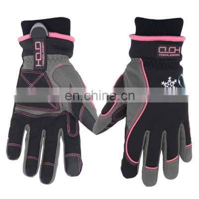 HANDLANDY Pink Warm Heated Ski Snowboard Cold Weather Waterproof Windproof Touch Screen Women Winter Gloves