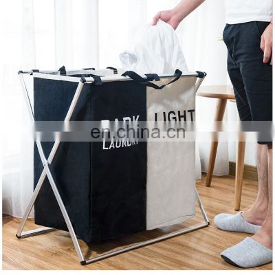 Black Oxford Fabric White Cheap Storage Large Dirty Movable Foldable Laundry Basket