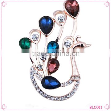 Top Quality Peacock Crystal Bridal Brooch For Wedding Invitation Fashion Jewelry