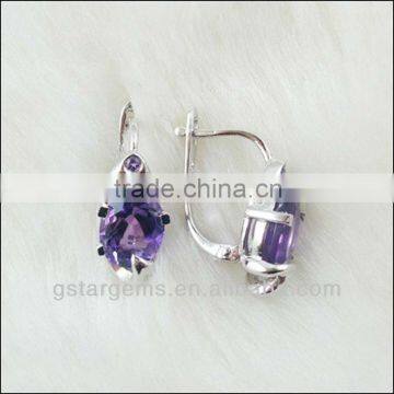 925 Sterling Silver Natural Amethyst Set Semi Precious Stone Jewelry Hong Kong Wholesale