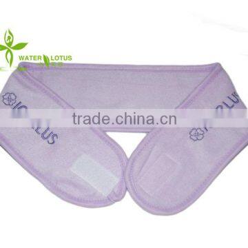 100% polyester spa head band double hook and loop strip closure sales promotional gifts with logo embroidered headband
