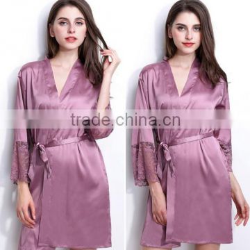 new arrival women's robes free shipping sleepwear bathrobes for female high quality silk nightwear V-neck with waistband hot