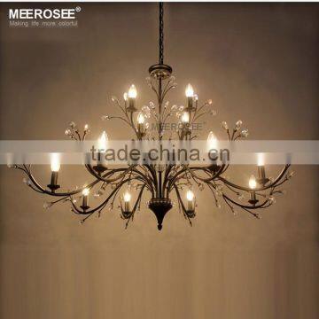 12 Lights Crystal Chandelier Rustic Black Chandelier for Living Room MD82068 L12