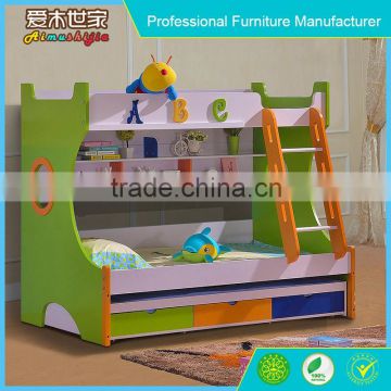 2014 Natural color Modern Children Wooden bedroom furniture bedroom sets, fabric bed