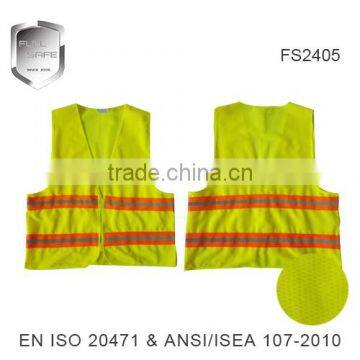 new high visibility traffic zipper 100 cotton safety vest