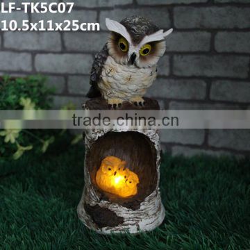 Polyresin owl toy small solar led lights home decor