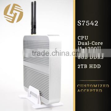 China oem i5 Dual core Turbo Boost 2.60GHz 8G ram HDD wifi antenna mini pc