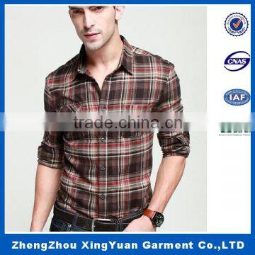 Slim fit men casual shirts long sleeve without pocket stand collar body wear mens flannel shirt