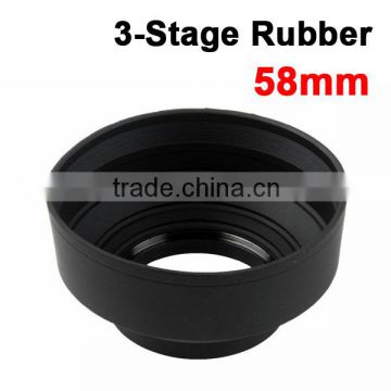 Wholesale Size 3 Stage Collapsible Rubber Lens Hood Supplier