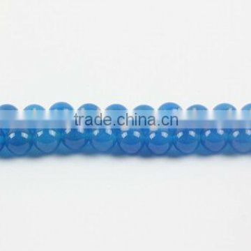 SL72200 Dyed Khaki Blue Jade Plain Round Beads