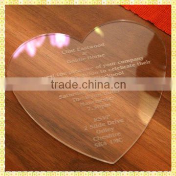 Personalized Engraved Crystal Heart Glass Wedding Card For Guest Invitation Souvenir Gifts