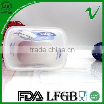 PP disposable square white empty food plastic container with silk screen printing